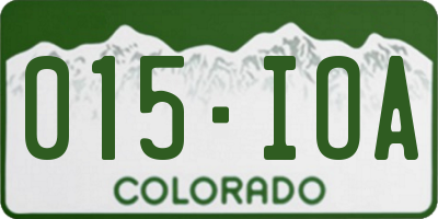 CO license plate 015IOA