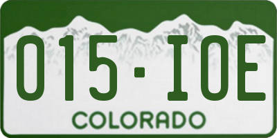 CO license plate 015IOE