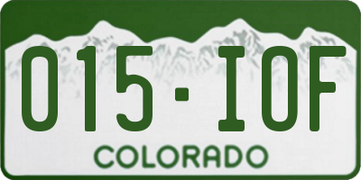 CO license plate 015IOF