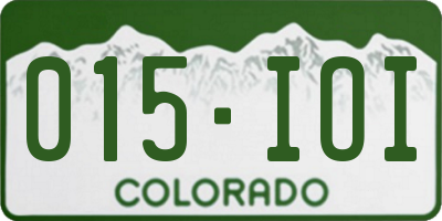 CO license plate 015IOI