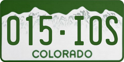 CO license plate 015IOS