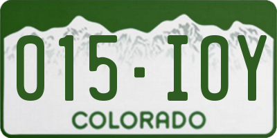 CO license plate 015IOY