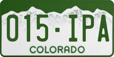 CO license plate 015IPA