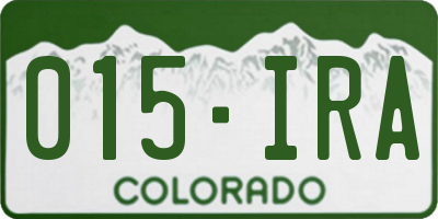 CO license plate 015IRA