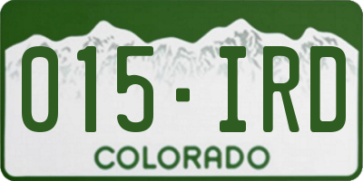 CO license plate 015IRD