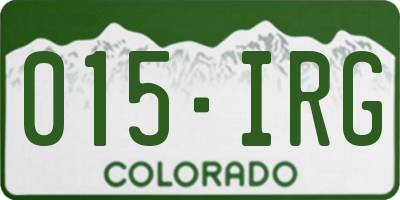 CO license plate 015IRG