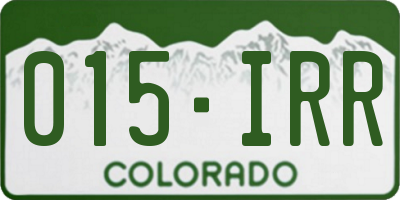 CO license plate 015IRR