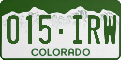 CO license plate 015IRW