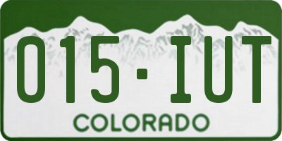 CO license plate 015IUT