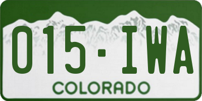 CO license plate 015IWA