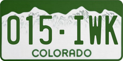 CO license plate 015IWK