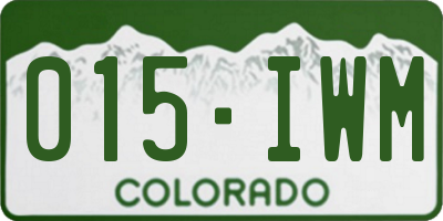 CO license plate 015IWM