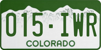 CO license plate 015IWR