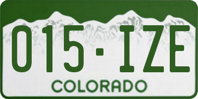 CO license plate 015IZE