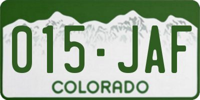 CO license plate 015JAF