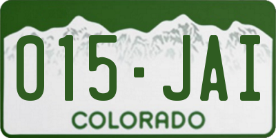 CO license plate 015JAI