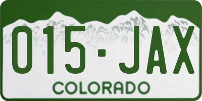 CO license plate 015JAX