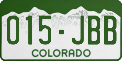 CO license plate 015JBB