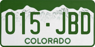 CO license plate 015JBD