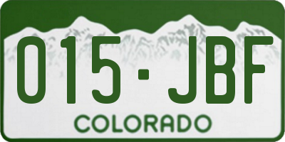 CO license plate 015JBF