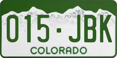 CO license plate 015JBK