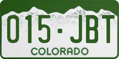 CO license plate 015JBT