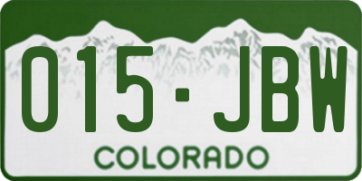 CO license plate 015JBW