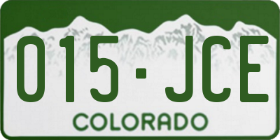 CO license plate 015JCE