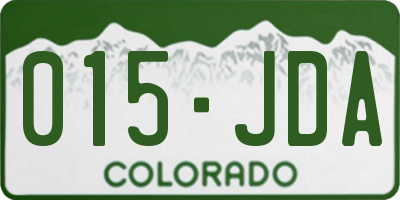 CO license plate 015JDA