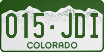 CO license plate 015JDI