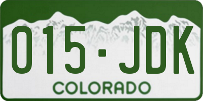 CO license plate 015JDK