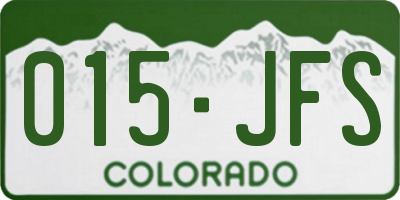 CO license plate 015JFS