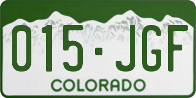 CO license plate 015JGF