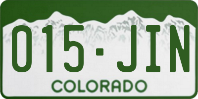 CO license plate 015JIN