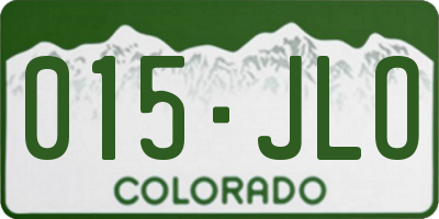 CO license plate 015JLO