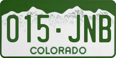 CO license plate 015JNB