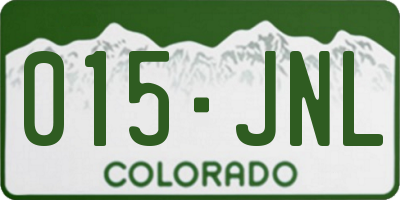 CO license plate 015JNL