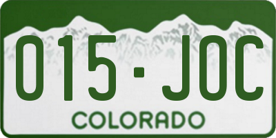 CO license plate 015JOC