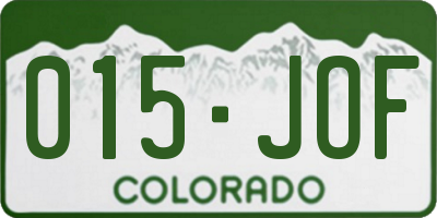 CO license plate 015JOF