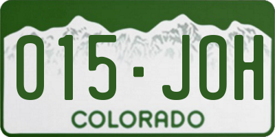 CO license plate 015JOH