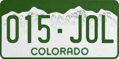 CO license plate 015JOL