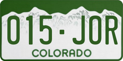 CO license plate 015JOR