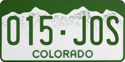 CO license plate 015JOS
