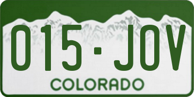 CO license plate 015JOV