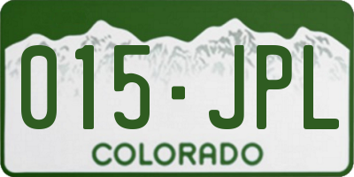 CO license plate 015JPL