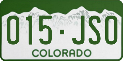 CO license plate 015JSO