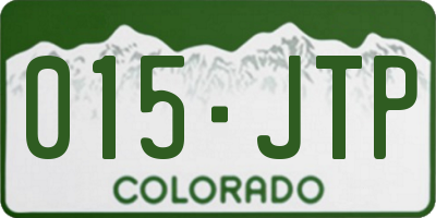 CO license plate 015JTP