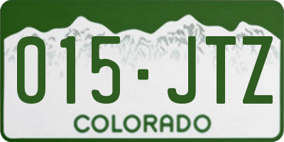 CO license plate 015JTZ