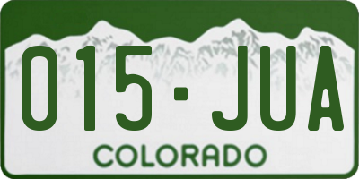 CO license plate 015JUA