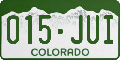 CO license plate 015JUI